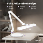 22” Wide Shade LED Desk Lamp with Base – 2500 Lumens Task Light for Workbench & Crafts, White
