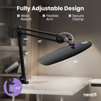 20” Wide Head LED Desk Lamp with Clamp – 2200 Lumens Task Light for Home Office & Crafts, Space Gray
