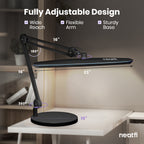 23” Wide Shade, 2200 Lumens LED Desk Lamp with Base – Dimmable, Eye-Caring Task Light, Black