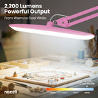 2200 Lumens LED Desk Lamp with Clamp – 20” Wide Shade, 3 Light Modes, Dimmable Task Light, Pink