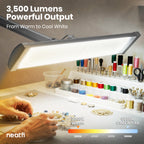 3500 Lumens LED Desk Lamp – 26” Ultra-Wide Shade, Non-Flickering Task Light with Clamp, Silver