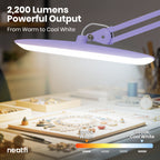 2200 Lumens LED Desk Lamp with Clamp – 20” Wide Shade, 3 Light Modes, Dimmable Task Light, Lavender