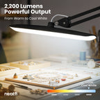 2200 Lumens LED Desk Lamp with Clamp – 20” Wide Shade, 3 Light Modes, Dimmable Task Light, Black
