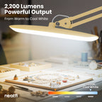 2200 Lumens LED Desk Lamp with Clamp – 20” Wide Shade, 3 Light Modes, Dimmable Task Light, Gold