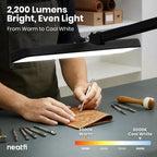 Lámpara LED de escritorio de 2500 lúmenes con abrazadera – Pantalla ancha de 55 cm, 5 modos de color para uñas y manualidades, negro