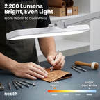 2500 Lumens LED Desk Lamp with Clamp – 22" Wide Shade, 5 Color Modes for Nails & Crafts, White
