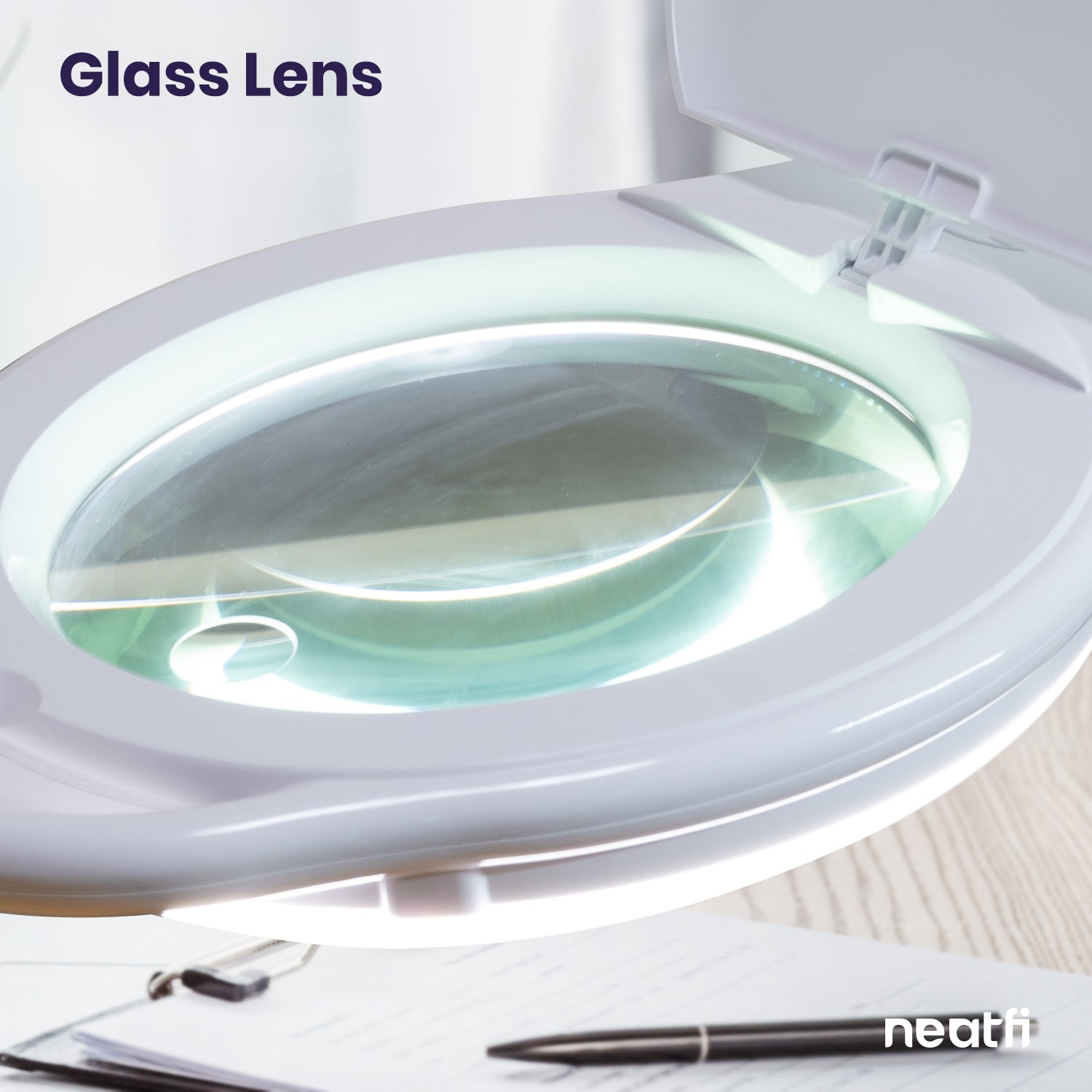7" Wide Glass Lens Elite Super LED Magnifying Lamp with Clamp, 3 Diopter & 12 Diopter, 3 Light Modes - White