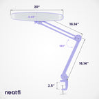 2200 Lumens LED Desk Lamp with Clamp – 20” Wide Shade, 3 Light Modes, Dimmable Task Light, Lavender