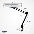 2200 Lumens LED Desk Lamp with Clamp – 20” Wide Shade, 3 Light Modes, Dimmable Task Light, Black