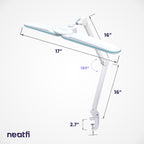 17” Wide Shade Elite LED Desk Lamp with Clamp – 3 Light Modes, Non-polar Dimming, Blue Ring