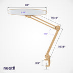 2200 Lumens LED Desk Lamp with Clamp – 20” Wide Shade, 3 Light Modes, Dimmable Task Light, Gold