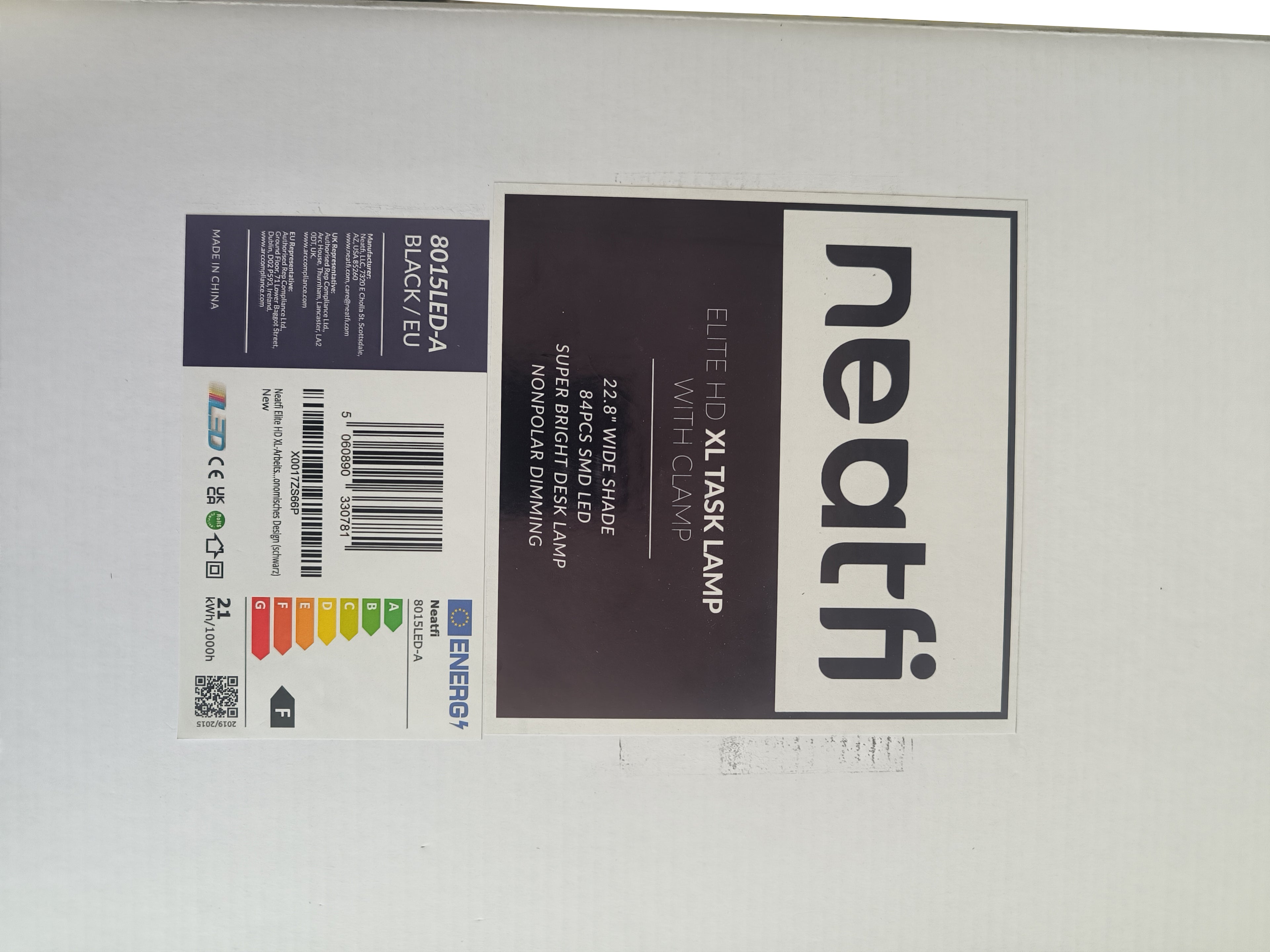 1600 Lumens LED Desk Lamp with Clamp – 22" Wide Shade, Adjustable & Non-Polar Dimming Light, Black