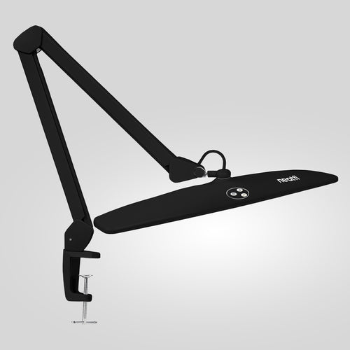 1600 Lumens LED Desk Lamp with Clamp – 22" Wide Shade, Adjustable & Non-polar Dimming Light, Black