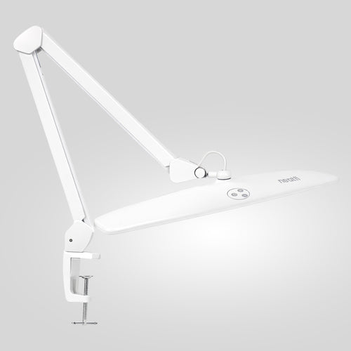 1600 Lumens LED Desk Lamp with Clamp – 22" Wide Shade, Adjustable & Non-polar Dimming Light, White
