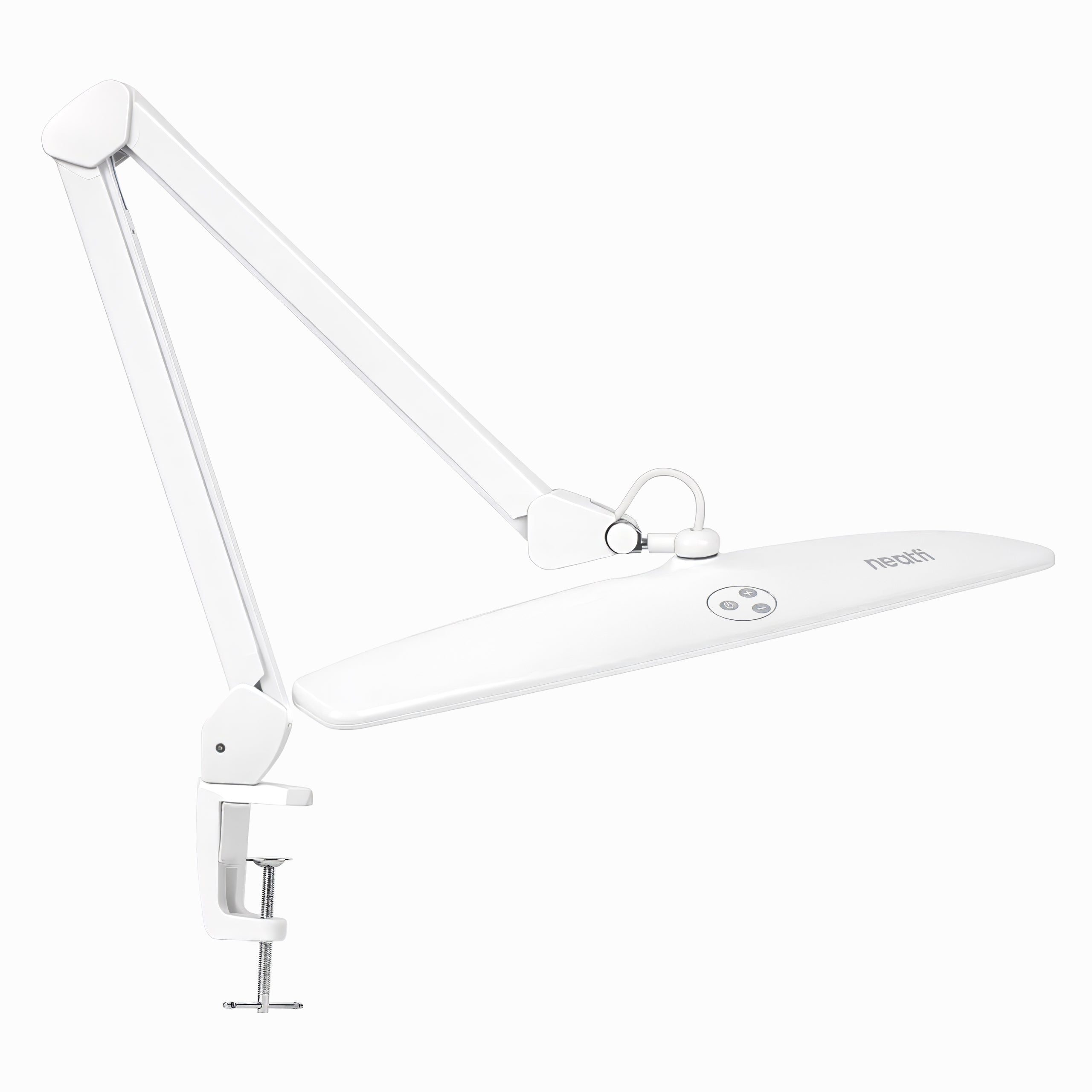 1600 Lumens LED Desk Lamp with Clamp – 22" Wide Shade, Adjustable & Non-polar Dimming Light, White
