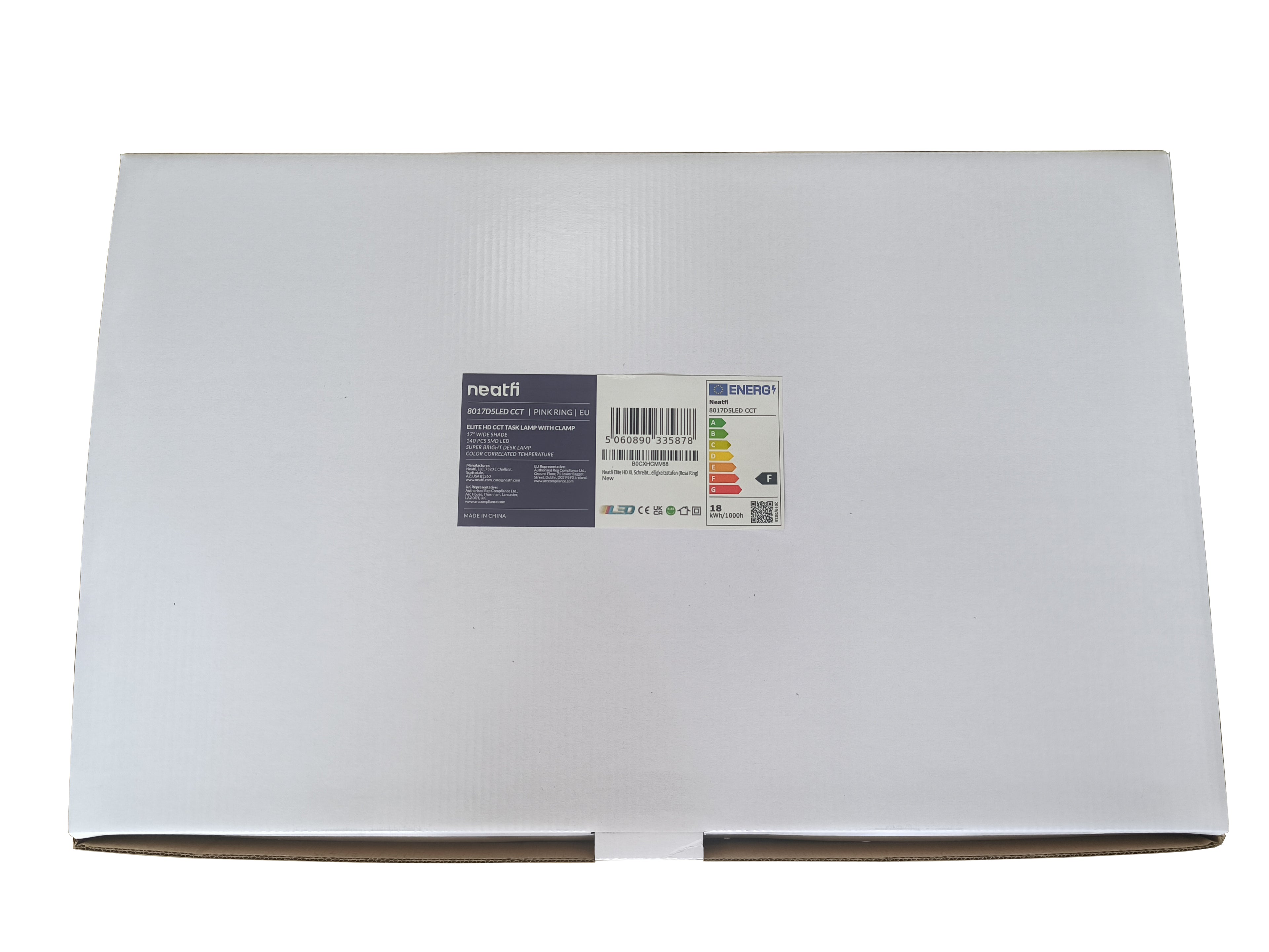 17” Wide Shade Elite LED Desk Lamp with Clamp – 3 Light Modes, Non-polar Dimming, Pink Ring