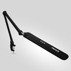 Lámpara de escritorio Elite de 17" de ancho con abrazadera – Luz de trabajo ajustable y con atenuación no polar, color negro