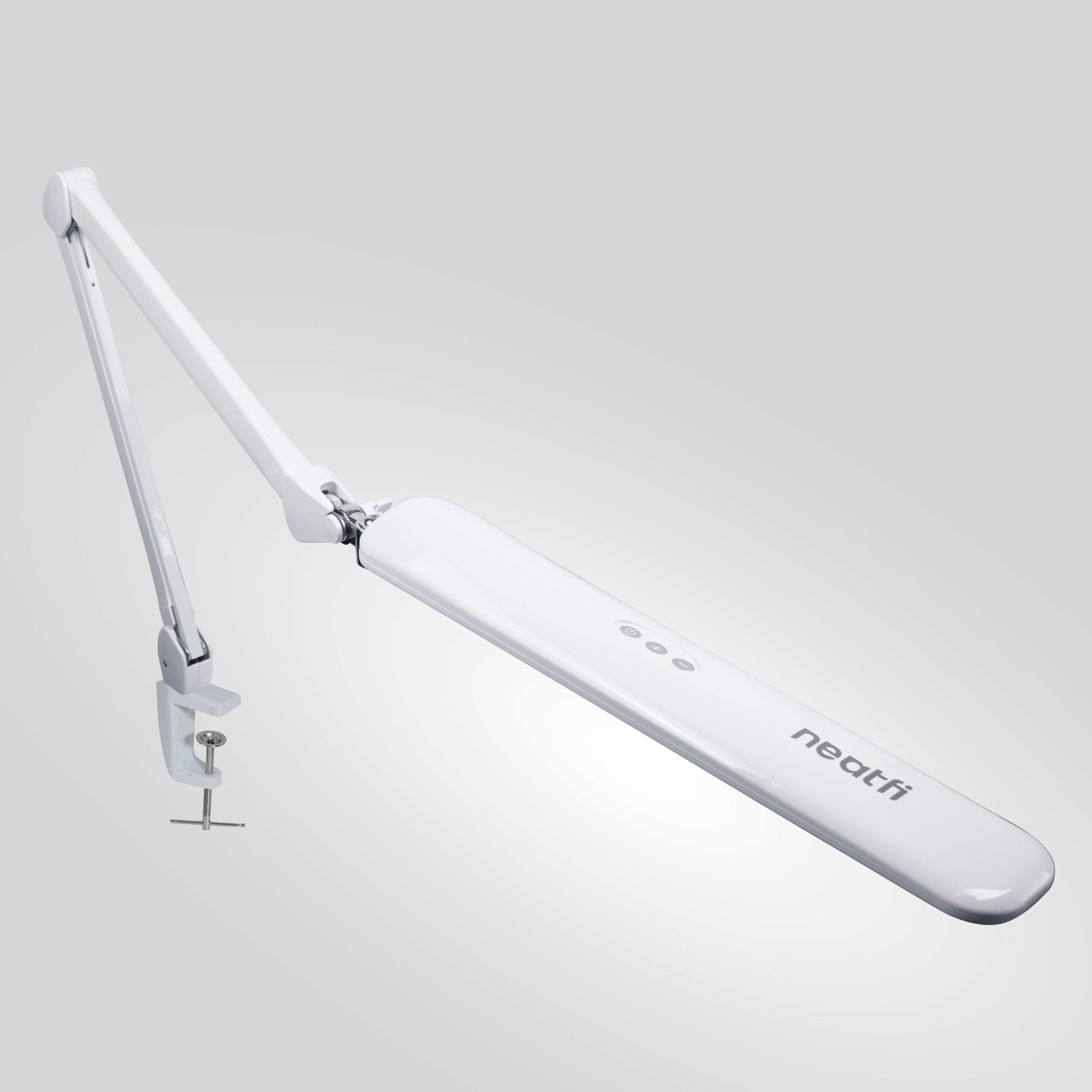 17" Wide Shade Elite Desk Lamp with Clamp – Adjustable & Non-polar Dimming Light, White