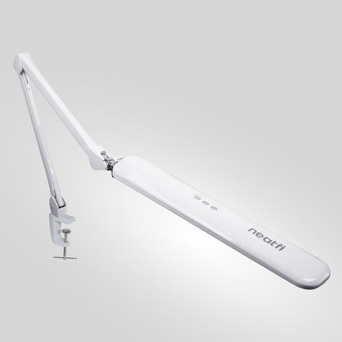 17" Wide Shade Elite Desk Lamp with Clamp – Adjustable & Non-polar Dimming Light, White