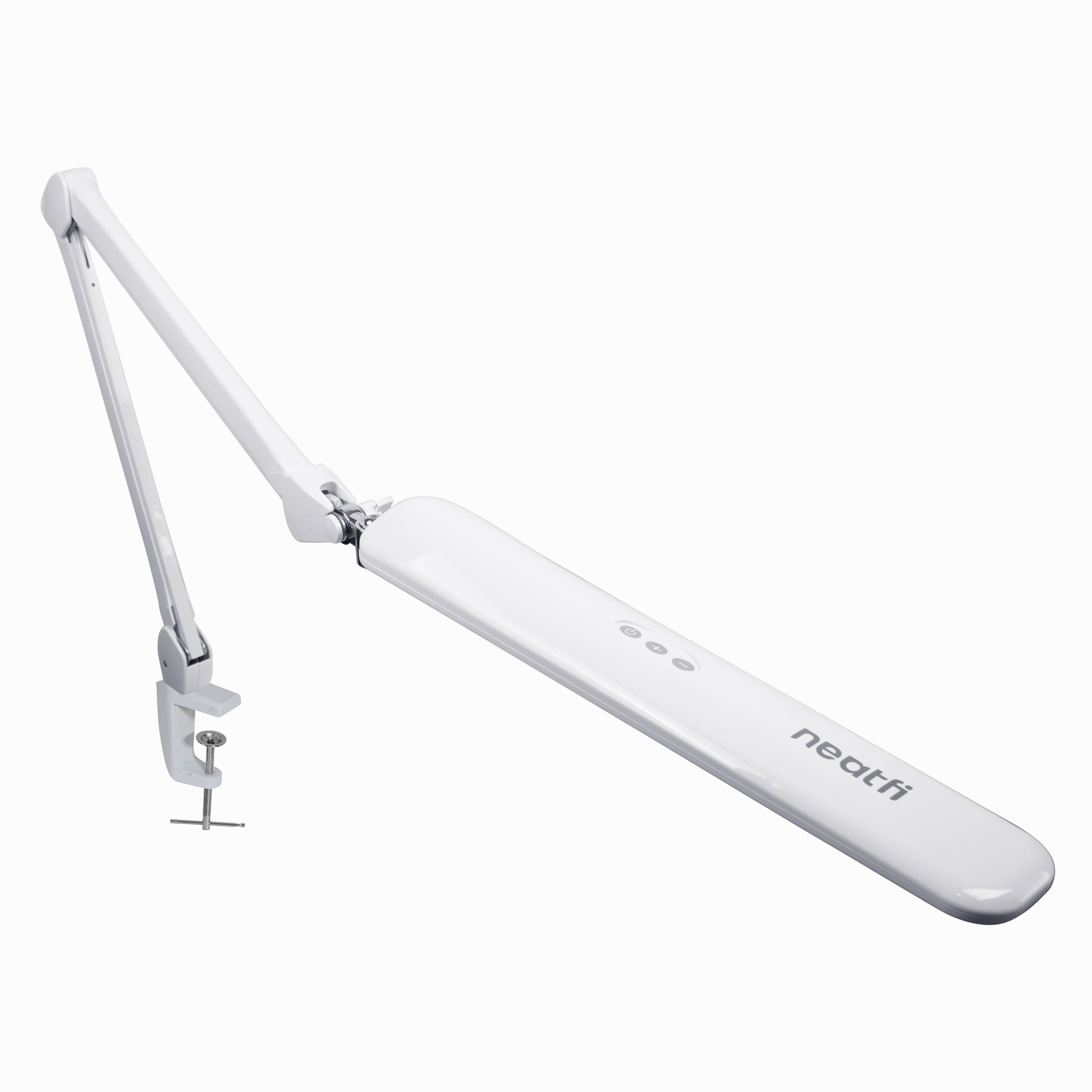 17" Wide Shade Elite Desk Lamp with Clamp – Adjustable & Non-polar Dimming Light, White