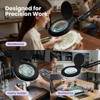 5" Wide Bifocal Lens – 1200 Lumens LED Magnifying Lamp for Crafts & Detail Works, Clamp Mount, Black