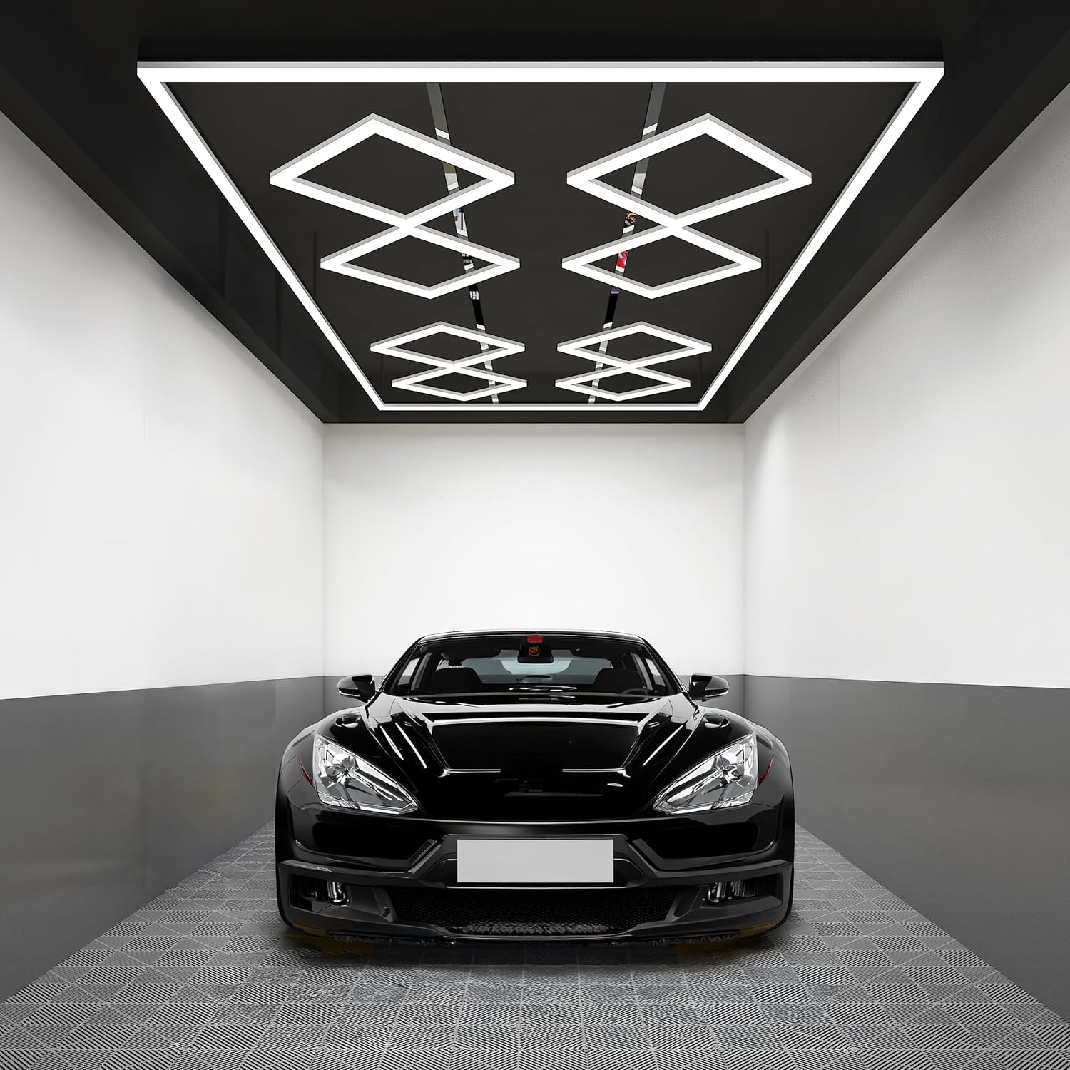 49,280 Lumens LED Garage Light, 8-Hex Grid, Close-to-Ceiling, Cool White