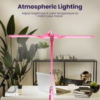 41” Wide Shade, 3000 Lumens LED Desk Lamp with Clamp – CRI 95, 3 Color Modes, Dimmable Task Light, Pink
