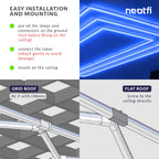 3 Rectangles LED Ceiling Light – 52,800 Lumens, Easy Installation for Shops & Salons, Blue