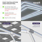 3 Rectangles LED Ceiling Light – 52,800 Lumens, Easy Installation for Shops & Salons, Cool White