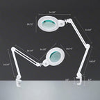 7" Wide Bifocal Lens – 3 Light Modes, 1600 Lumens LED Magnifier Lamp for Detail Works, White