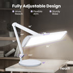 3500 Lumens LED Desk Lamp with Base – 26" Ultra-Wide, 3 Light Modes, Touch Control Light, White