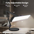 3500 Lumens LED Desk Lamp with Base – 26" Ultra-Wide, 3 Light Modes, Touch Control Light, Black