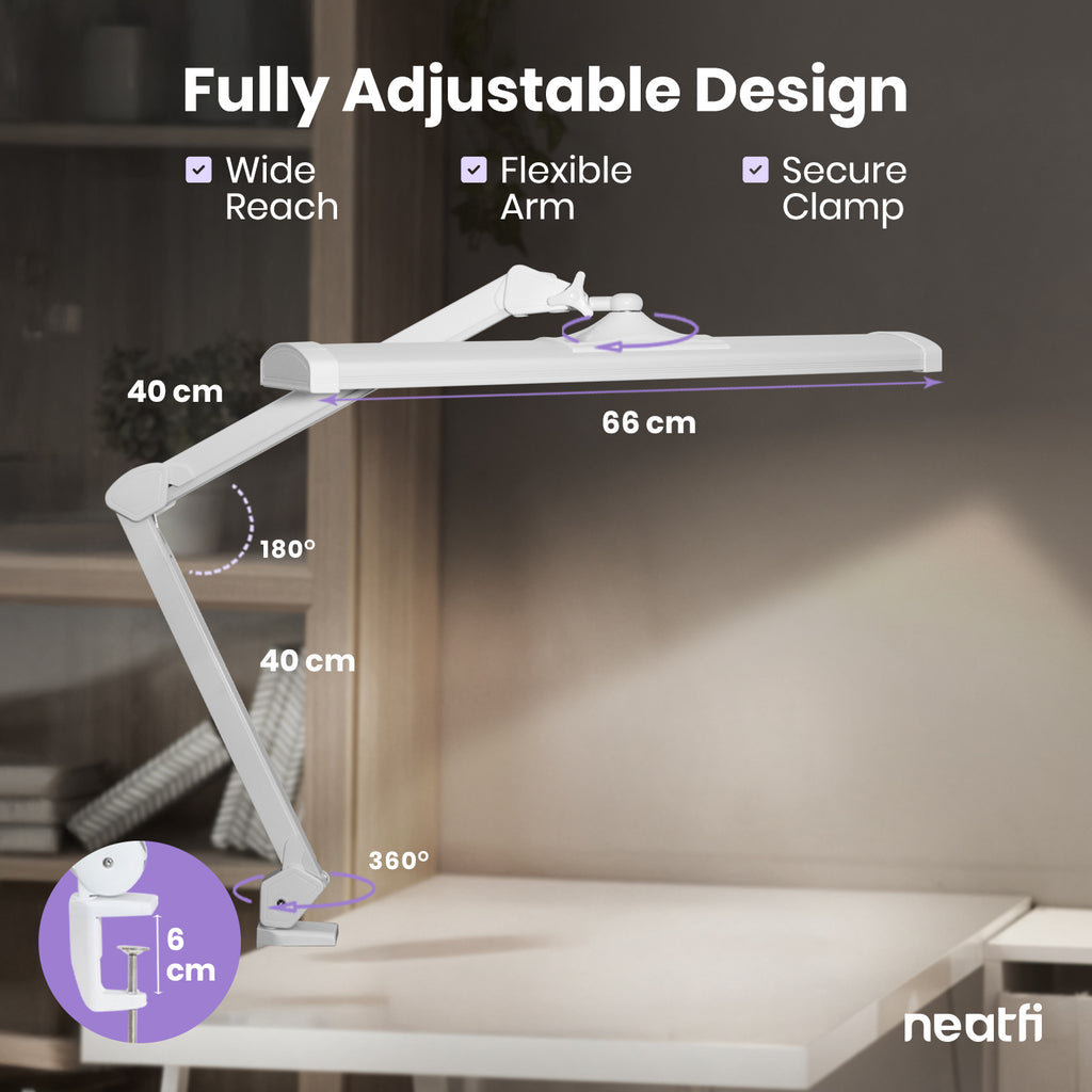 Neatfi Pro Series Ultra LED Desk Lamp – 3,500 Lumens, CRI 95, 26-Inch Wide, Dimmable Light, Black