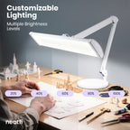 3500 Lumens LED Desk Lamp – 26” Ultra-Wide Shade, Non-Flickering Task Light with Base, White