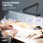 Lámpara de escritorio LED de 3500 lúmenes – Pantalla ultraancha de 66 cm, luz de trabajo sin parpadeos con pinza, blanca