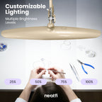 Lampe de bureau LED à tête large de 20 po avec pince – Lampe de travail de 2200 lumens pour bureau et travaux manuels, Or