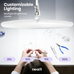 20” Wide Head LED Desk Lamp with Base – 2200 Lumens Task Light for Home Office & Crafts, White