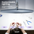 20” Wide Head LED Desk Lamp with Clamp – 2200 Lumens Task Light for Home Office & Crafts, Gray