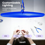 20” Wide Head LED Desk Lamp with Clamp – 2200 Lumens Task Light for Home Office & Crafts, Sapphire Blue