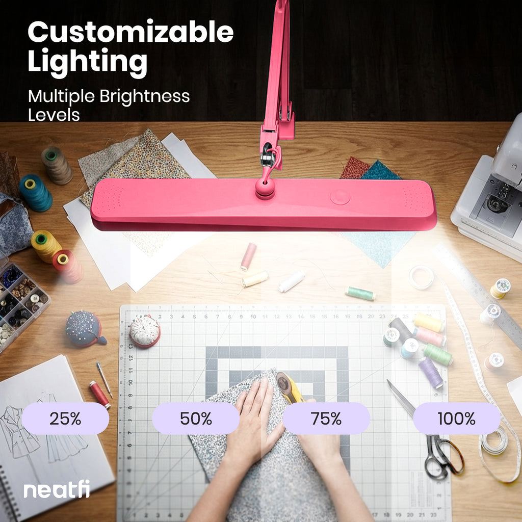 Lampe de bureau LED à pince de 56 cm de large – Lampe de travail de 2500 lumens pour établi et travaux manuels, rose