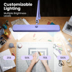 22” Wide Shade LED Desk Lamp with Clamp – 2500 Lumens Task Light for Workbench & Crafts, Lavender