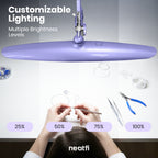 20” Wide Head LED Desk Lamp with Clamp – 2200 Lumens Task Light for Home Office & Crafts, Lavender