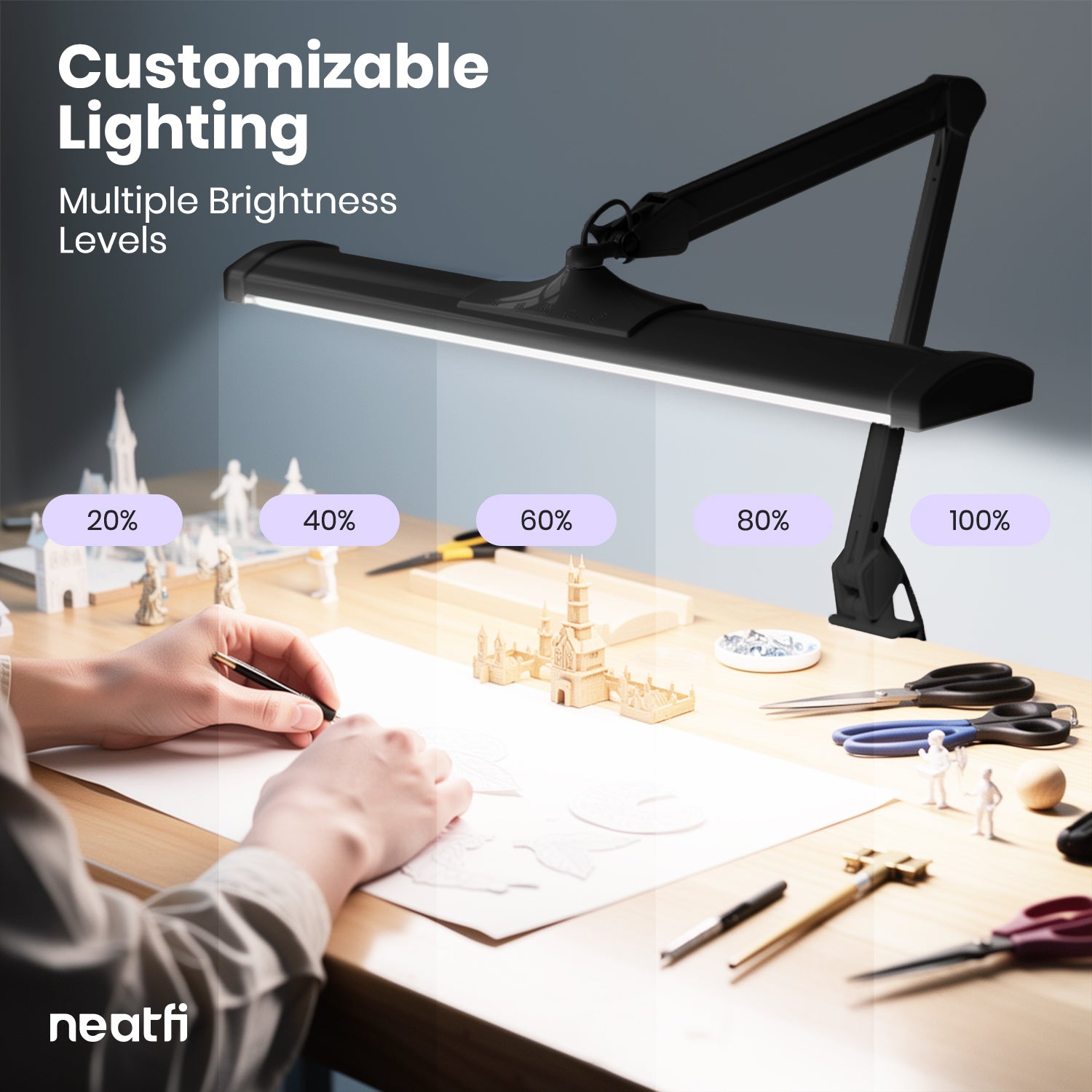 3500 Lumens LED Desk Lamp – 26” Ultra-Wide Shade, Non-Flickering
