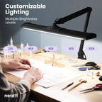 3500 Lumens LED Desk Lamp – 26” Ultra-Wide Shade, Non-Flickering Task Light with Clamp, Black