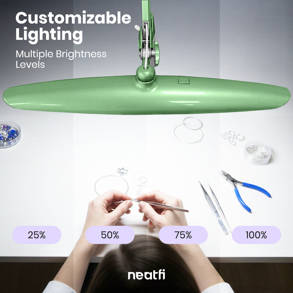 20” Wide Head LED Desk Lamp with Clamp – 2200 Lumens Task Light for Home Office & Crafts, Midnight Green