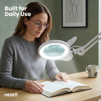 Neatfi Pro Series Bifocal LED Magnifying Lamp with Clamp – 8D/20D Magnification, CRI 95, 5-Inch Glass Lens, White