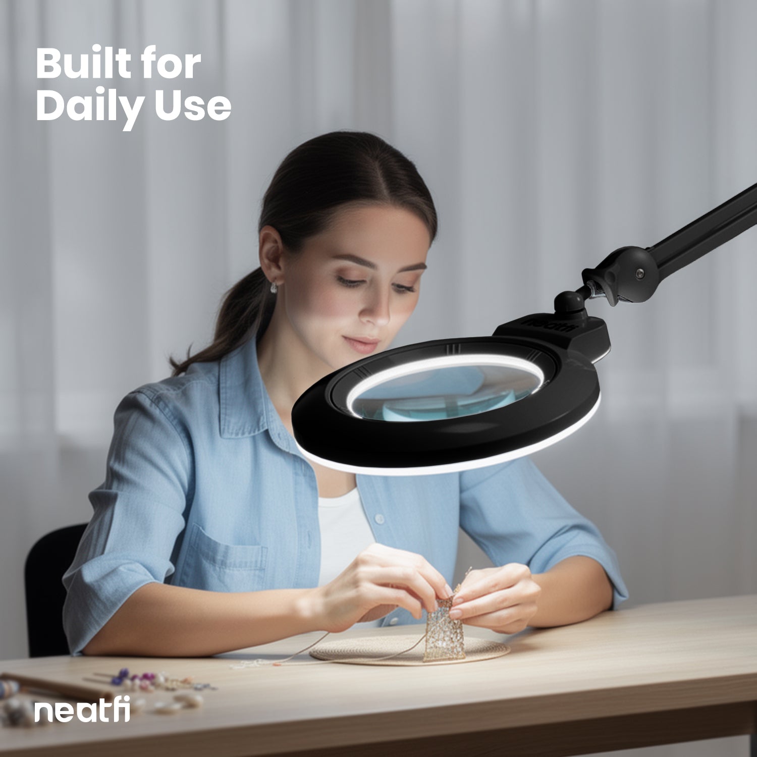 7” Wide Acrylic Lens LED Magnifying Lamp with Clamp – 1600 Lumens