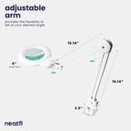 Lámpara LED de aumento de 1200 lúmenes con lente de 5" de ancho y modos de luz ajustables para trabajos de detalle, blanca
