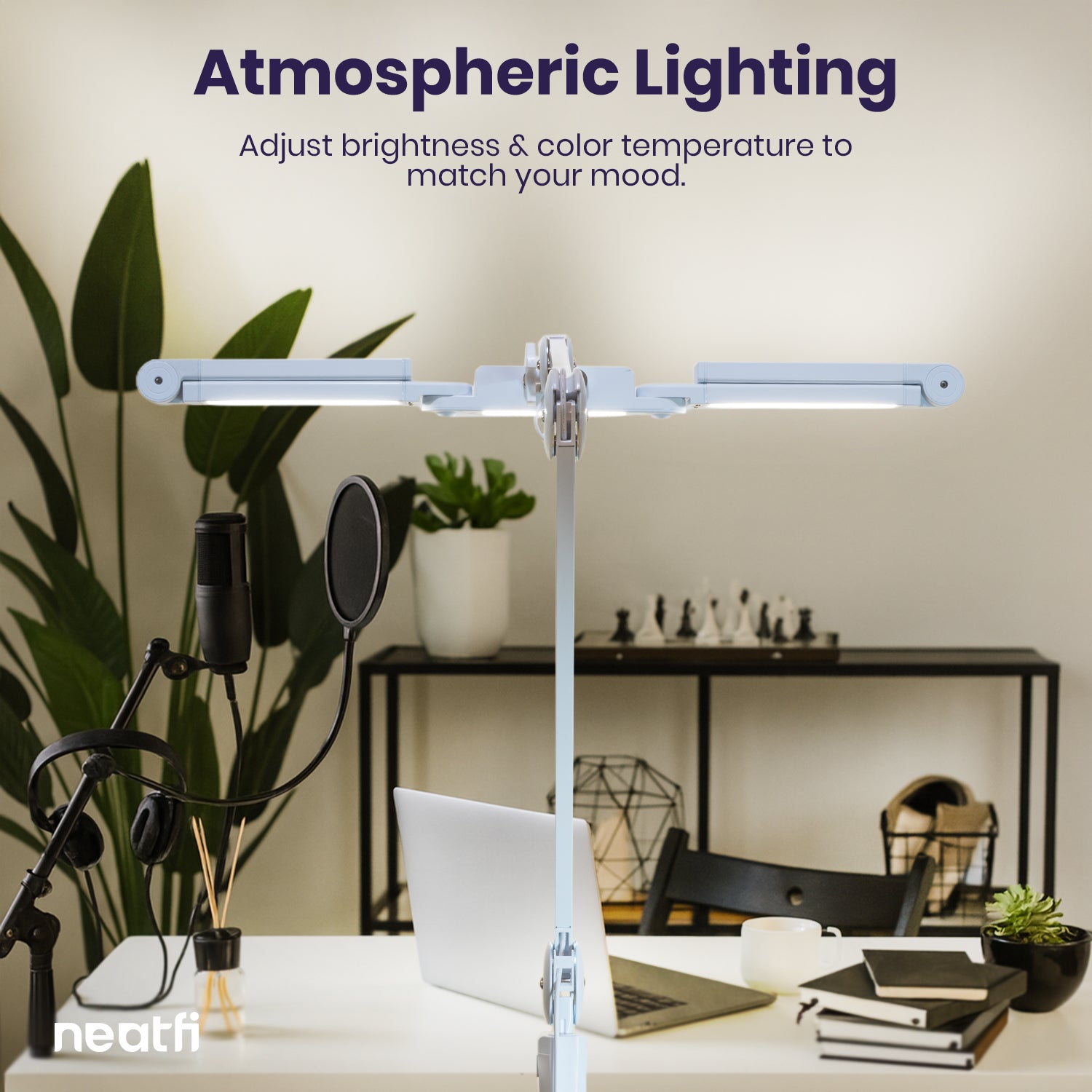 44" Wide Shade LED Desk Lamp with Clamp – 3000 Lumens, 3 Color Modes, CRI 95, Dimmable Task Light