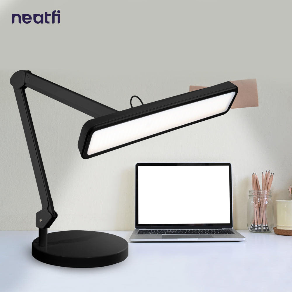 2500 Lumens LED Desk Lamp with Base – 22" Wide Shade, 5 Color Modes for Nails & Crafts, Black